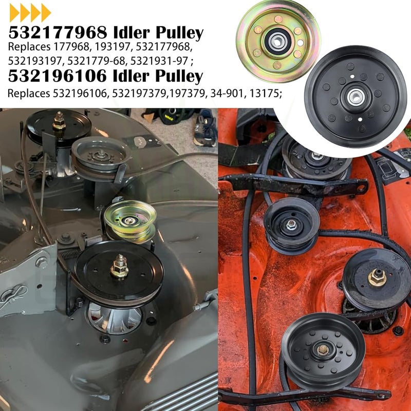 BOSFLAG 532196106 Husqvarna Idler Pulley with 532197379 Husqvarna Idler Pulley Replaces 5321973-79, 532197379, 196106, 197379, 496106, 532177968, 5321779-68, 5321931-97, 532193197, 177968, 193197 - Image 2